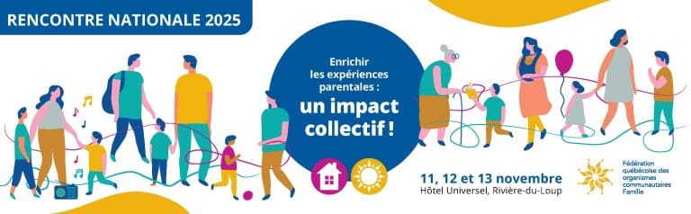 Groupe de personnages de tous les âges qui illustrent la thématique Enrichir les expériences parentales, un impact collectif